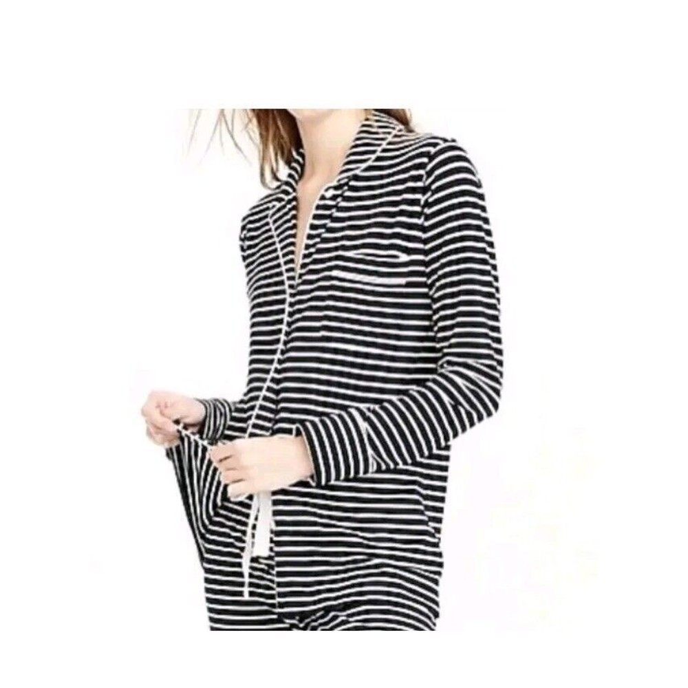 NWOT J CREW Dreamy pajama TOP nightshirt navy striped cotton. Soft Cozy. Large